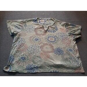KENNETH Casuals Womens 2X Short Sleeve Shirt Yellow Floral Top
